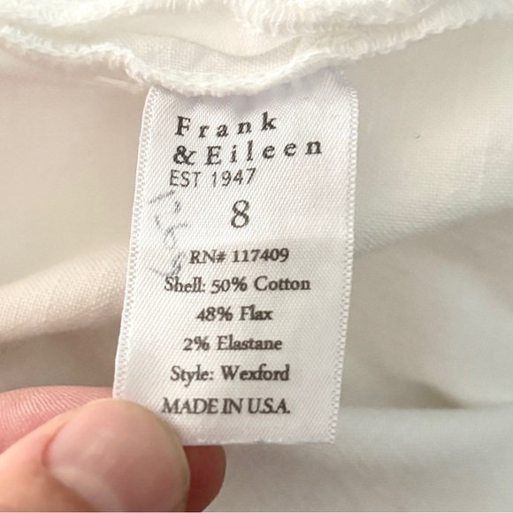 Frank & Eileen Wexford Wide Leg Pants Linen Blend White Size 8 - Picture 13 of 13